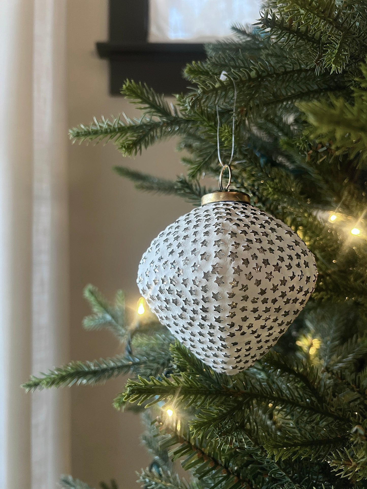 4” Plastered Gold Star Ornaments Set Of 6