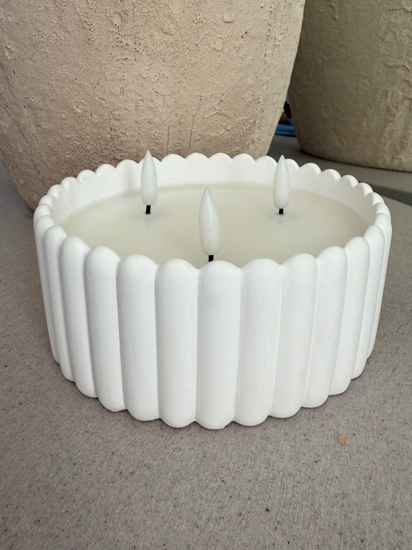Elegant Ribbed Large 3D Flameless Candle