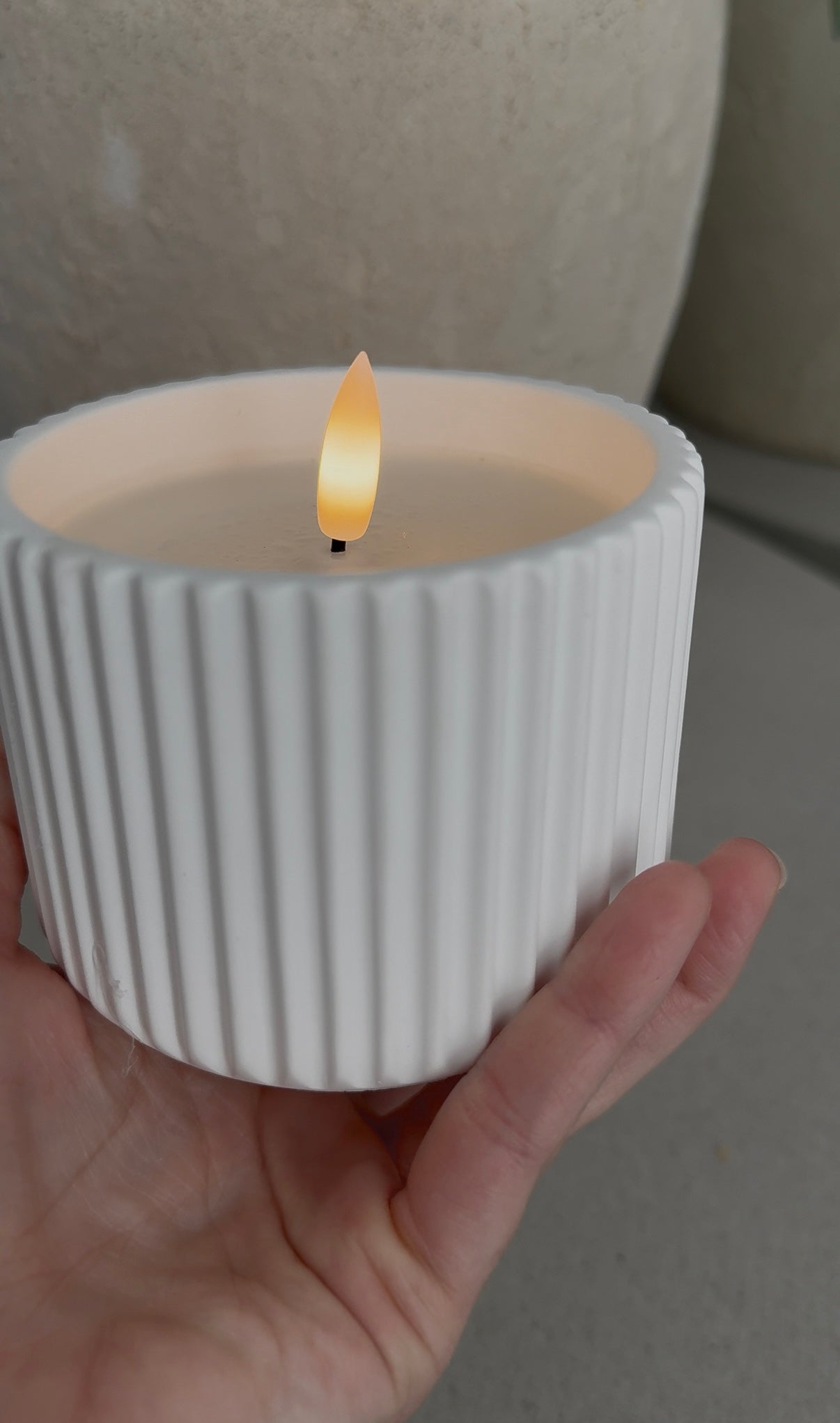 Elegant Ribbed Small 3D Flameless Candle