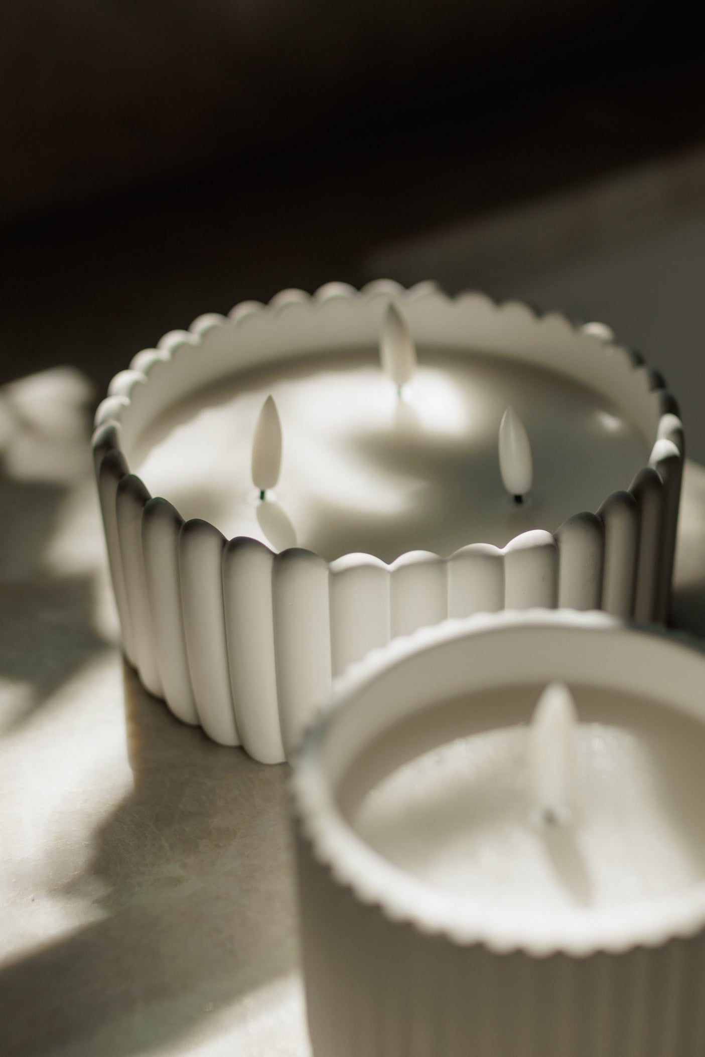 Elegant Ribbed Large 3D Flameless Candle