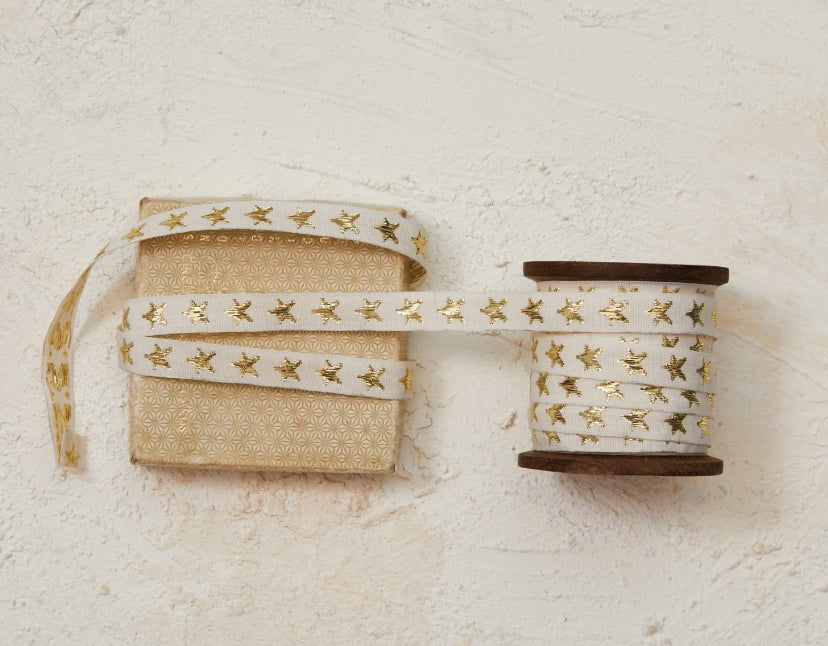 Gold Star Fabric Ribbon Spool