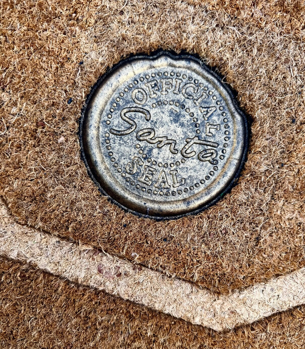 Golden Santa Seal Welcome Mat