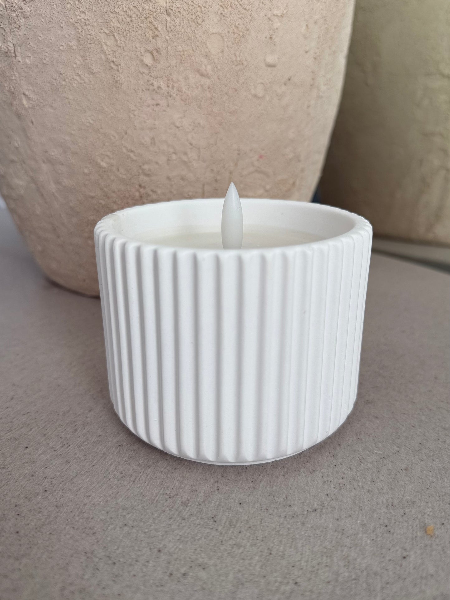 Elegant Ribbed Small 3D Flameless Candle